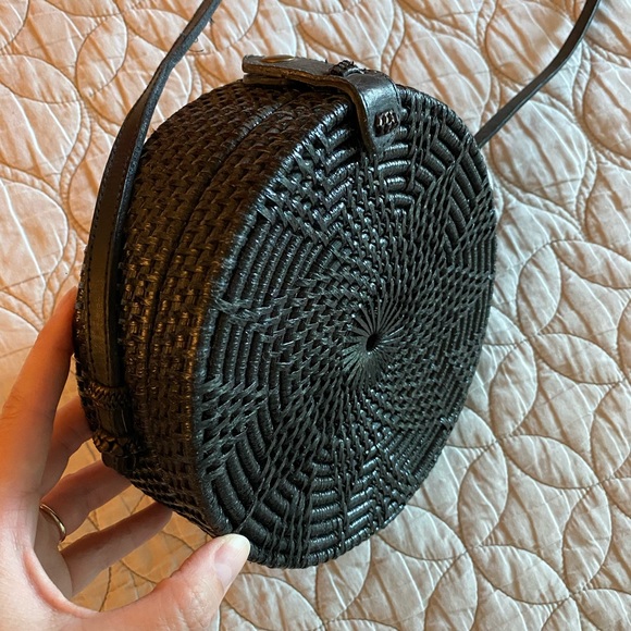 NWOT | Round Rattan Boho Bag — Black - Picture 4 of 11